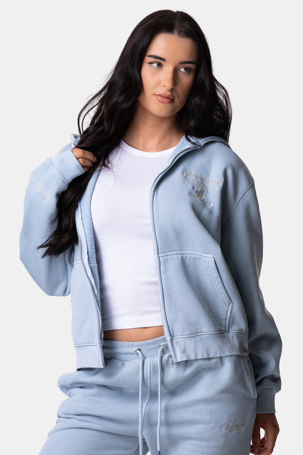 Powder Blue Zip Thru Hoodie