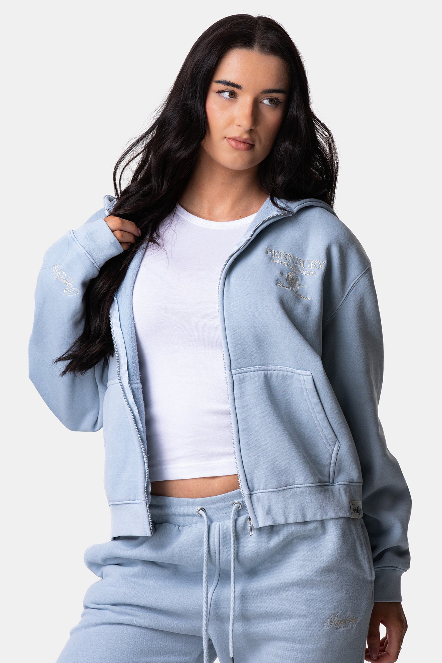 Powder Blue Zip Thru Hoodie