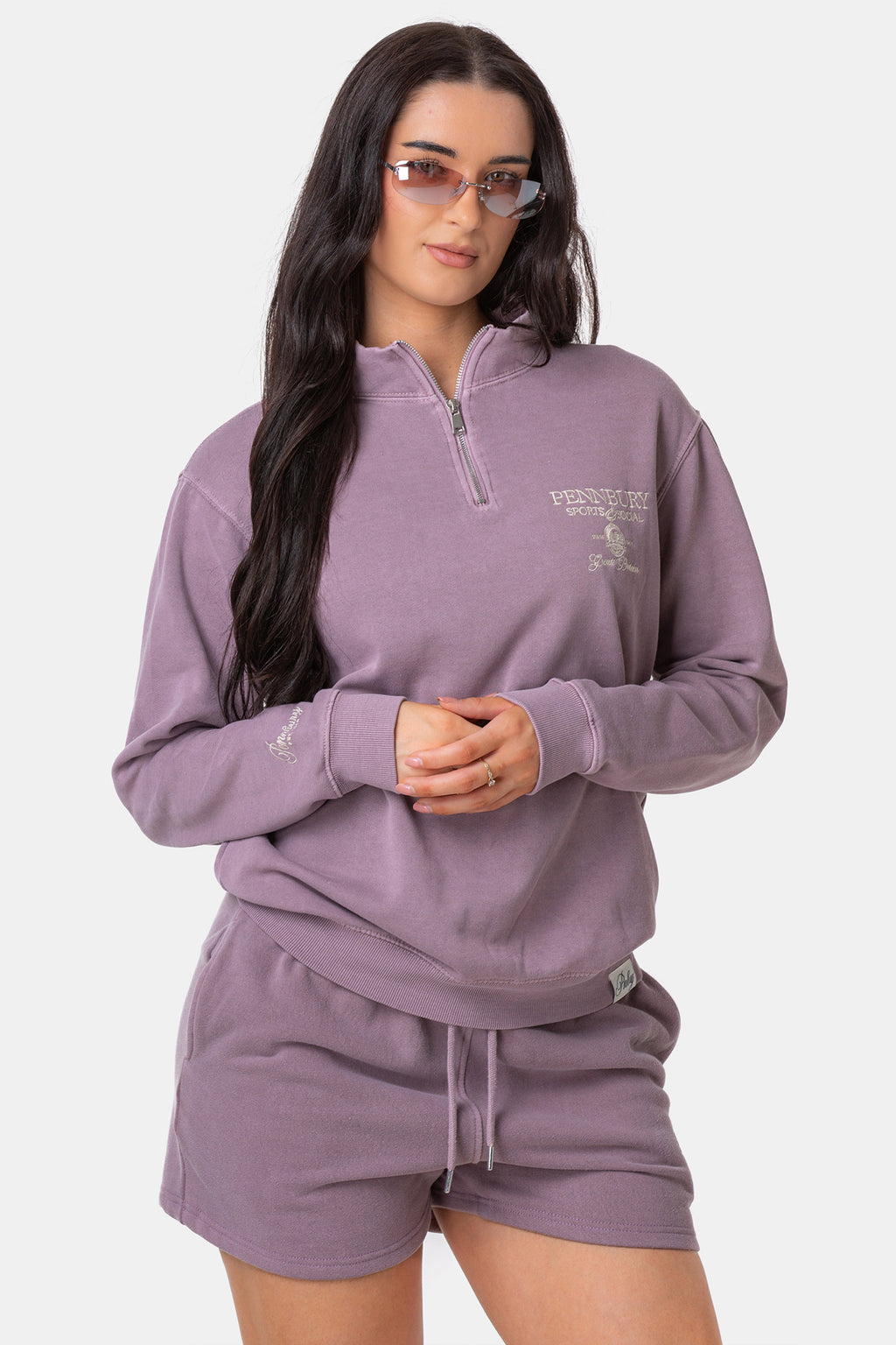 Dusky Mauve Funnel Neck 1/4 Zip Sweat