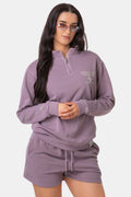 Dusky Mauve Funnel Neck 1/4 Zip Sweat