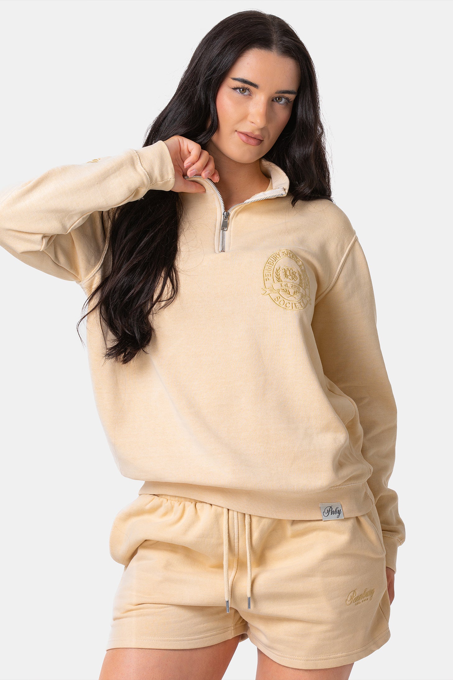 Buttermilk Funnel Neck 1/4 Zip Sweat