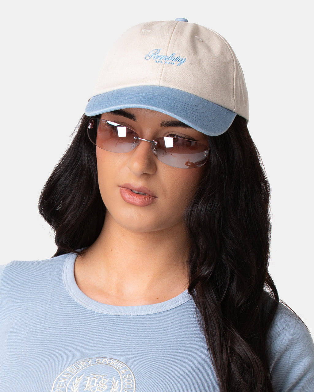 Powder Blue & Oat Panelled Cap