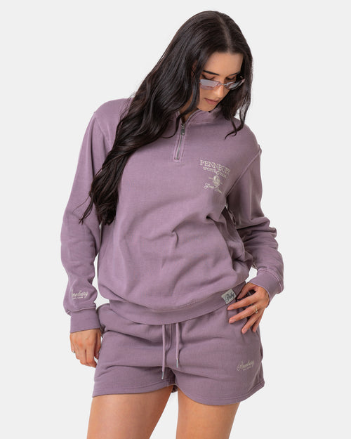 Dusky Mauve Funnel Neck 1/4 Zip Sweat