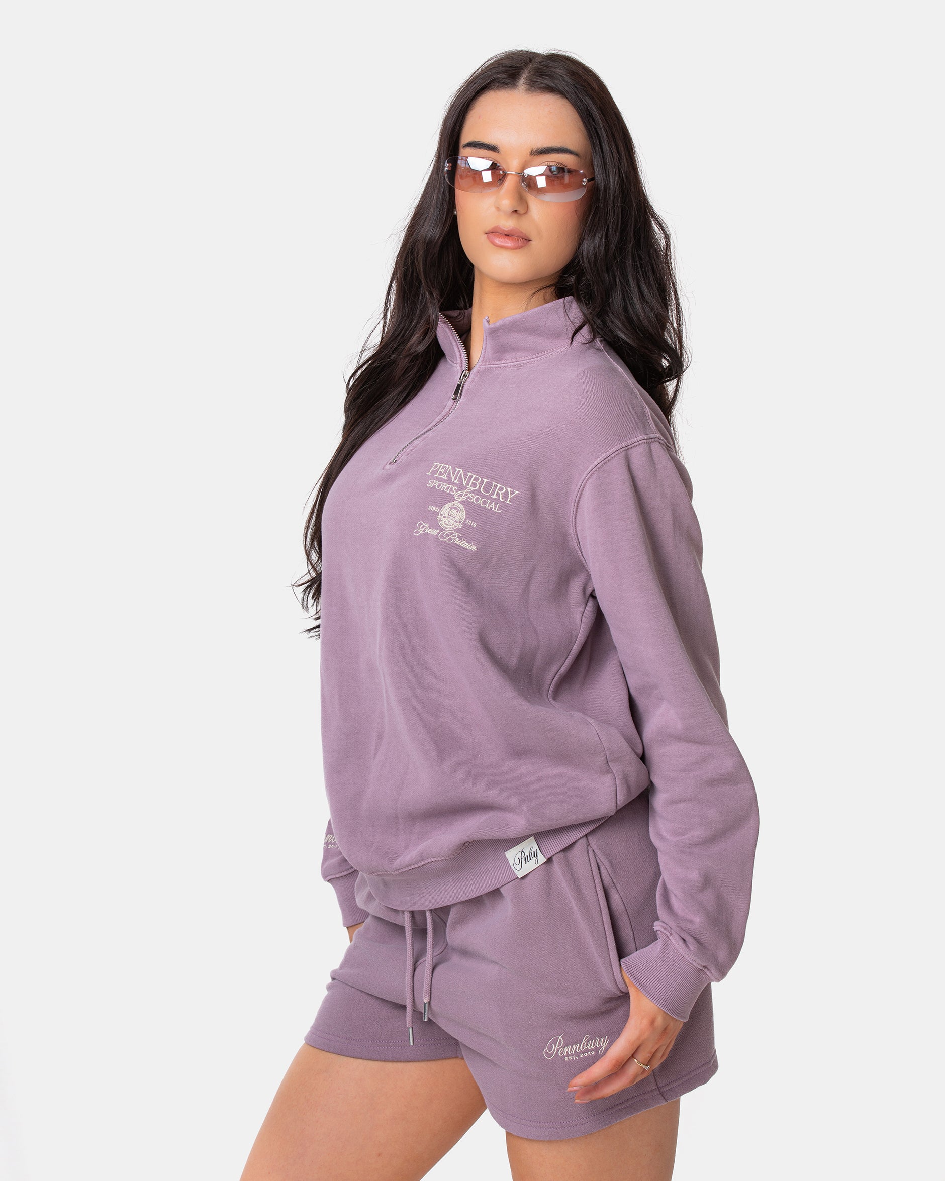 Dusky Mauve Funnel Neck 1/4 Zip Sweat