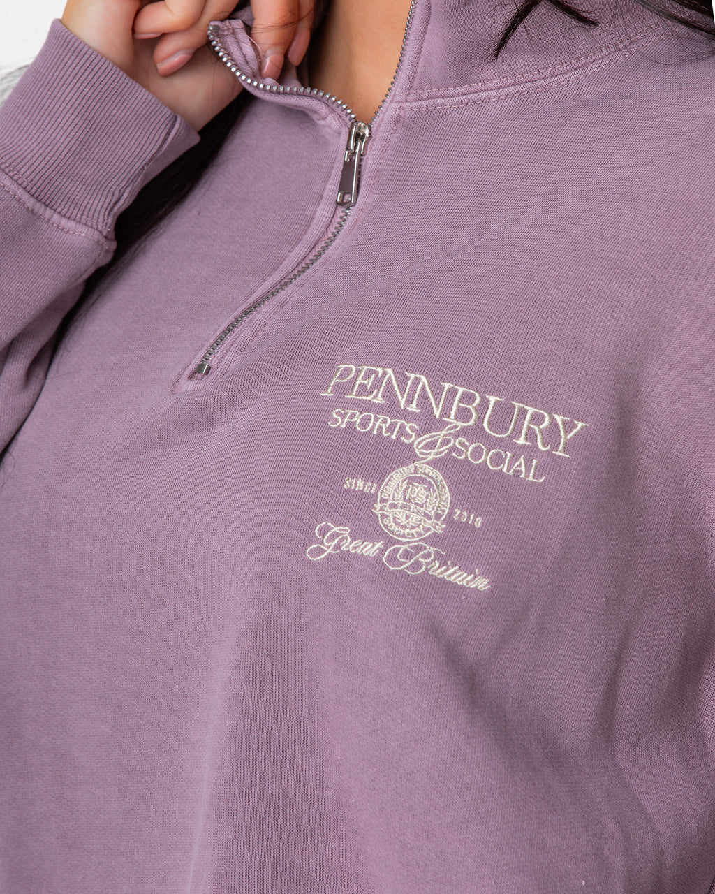Dusky Mauve Funnel Neck 1/4 Zip Sweat
