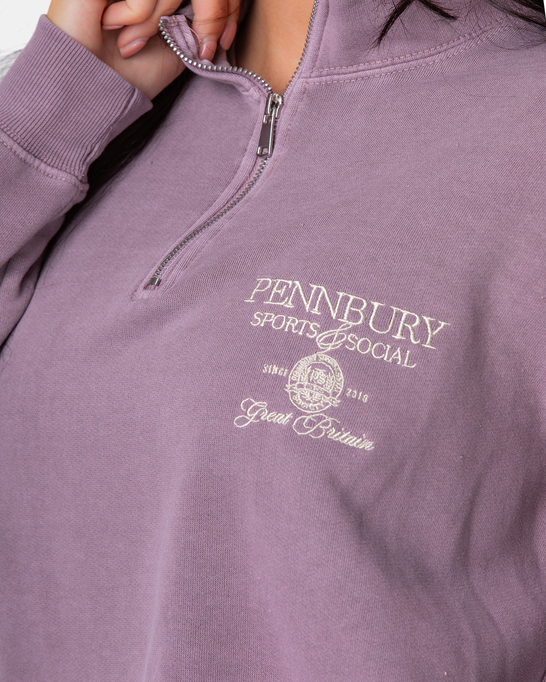 Dusky Mauve Funnel Neck 1/4 Zip Sweat