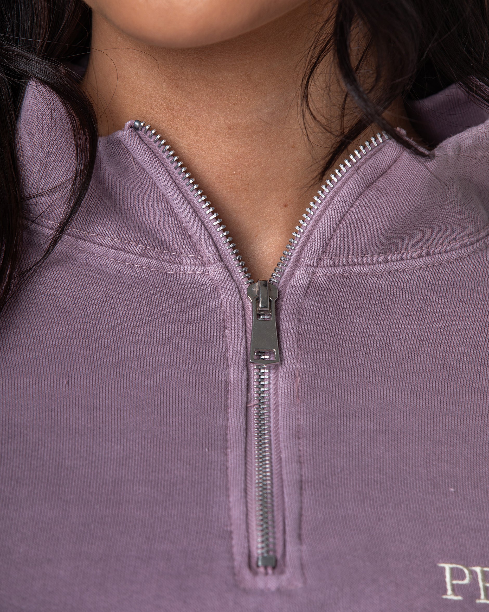 Dusky Mauve Funnel Neck 1/4 Zip Sweat