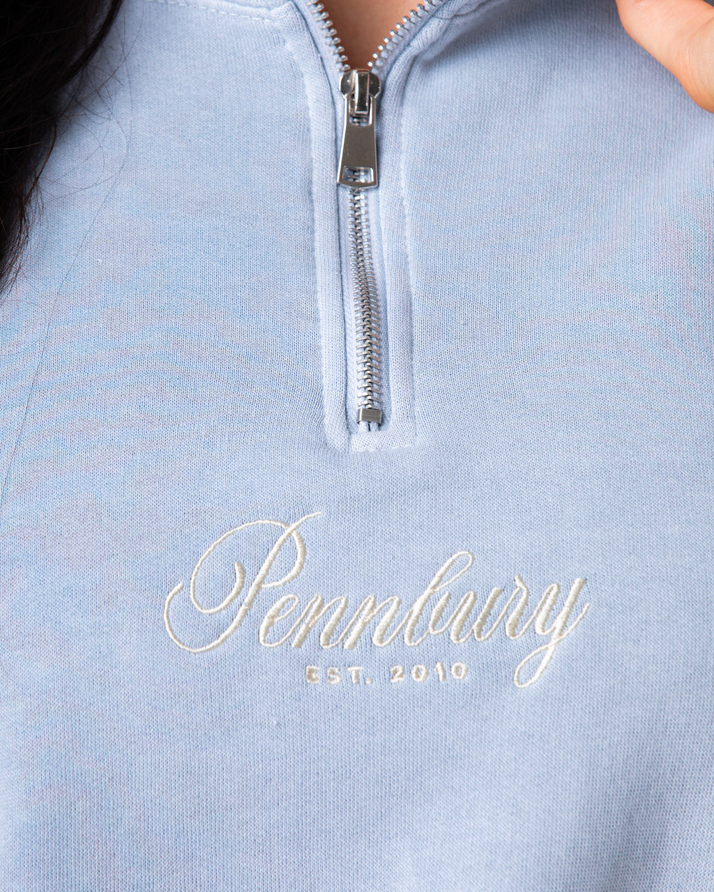 Powder Blue Funnel Neck 1/4 Zip Sweat
