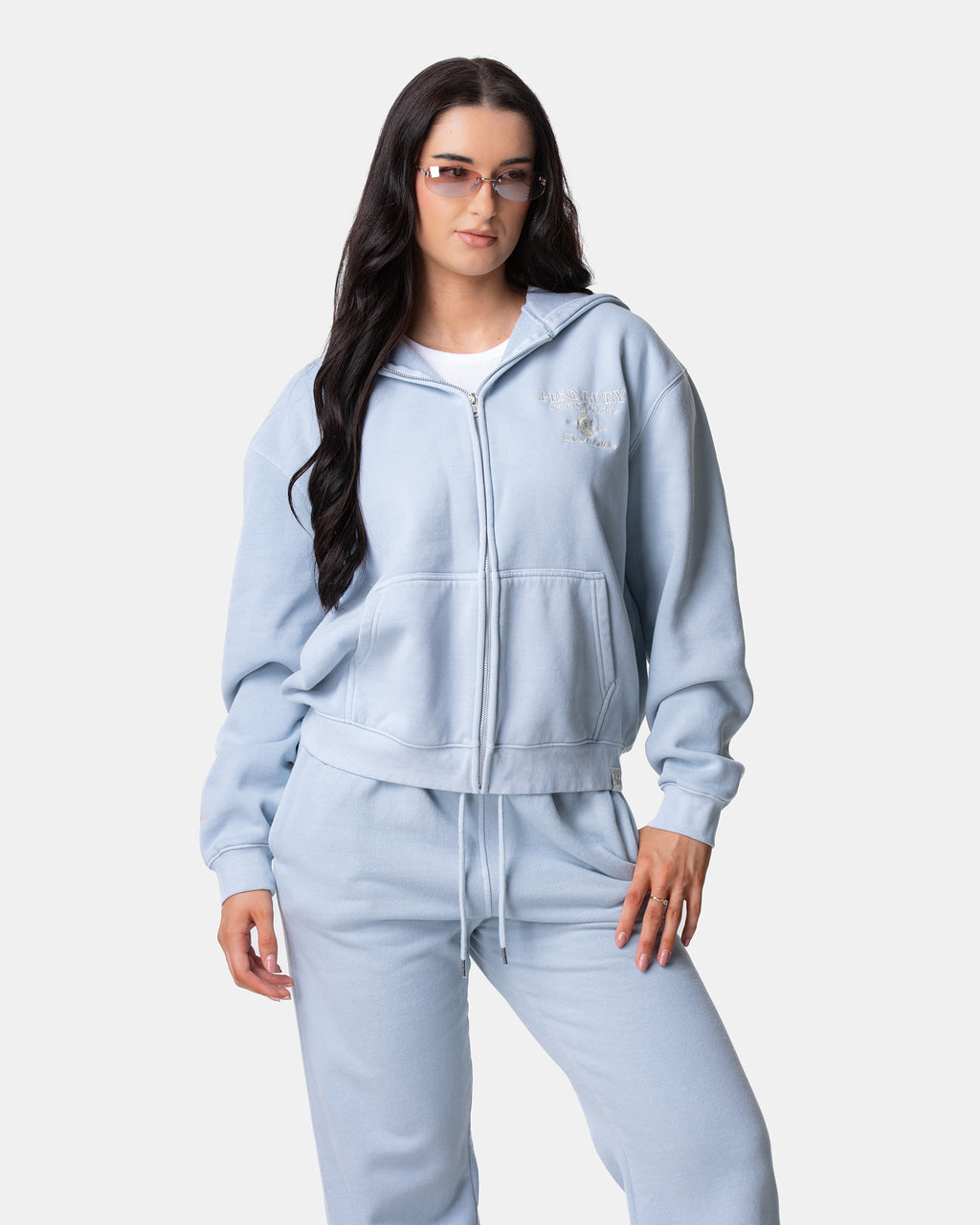 Powder Blue Zip Thru Hoodie
