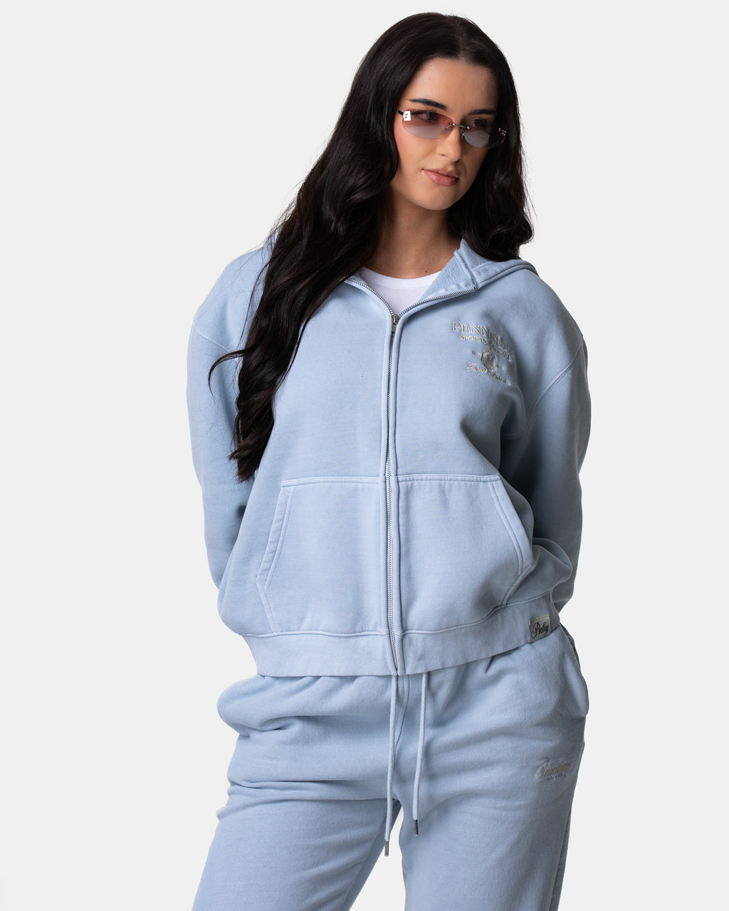 Powder Blue Zip Thru Hoodie