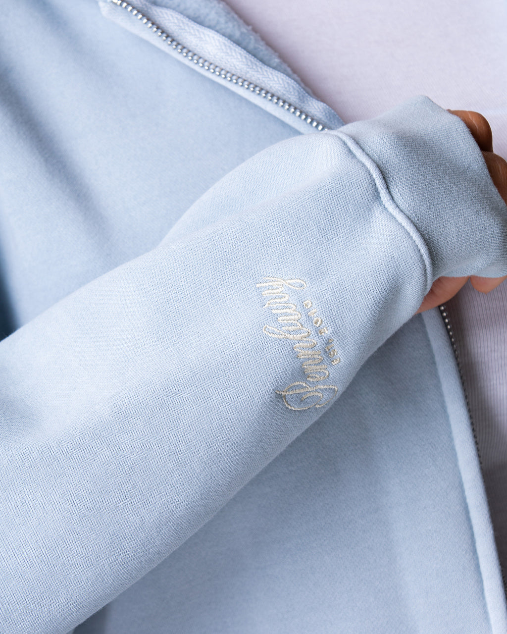 Powder Blue Zip Thru Hoodie