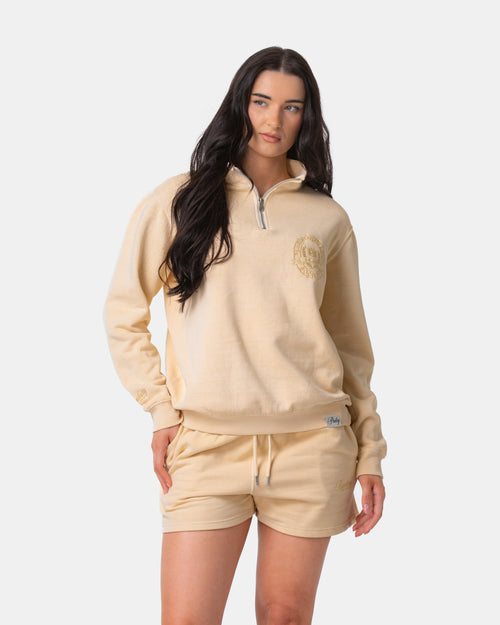 Buttermilk Funnel Neck 1/4 Zip Sweat