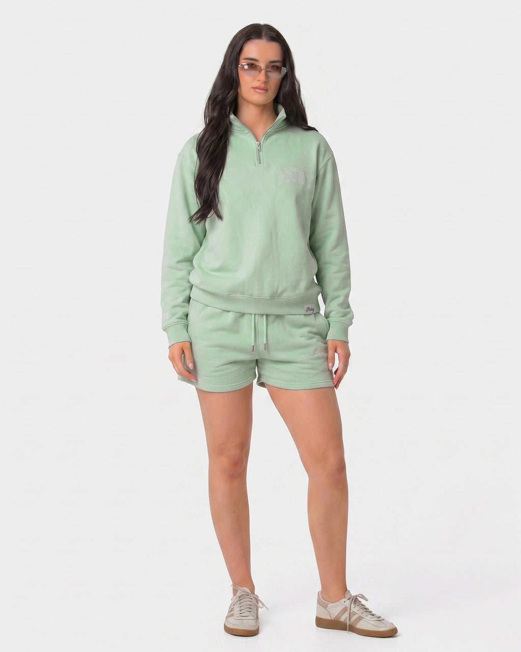Soft Matcha Funnel Neck 1/4 Zip Sweat