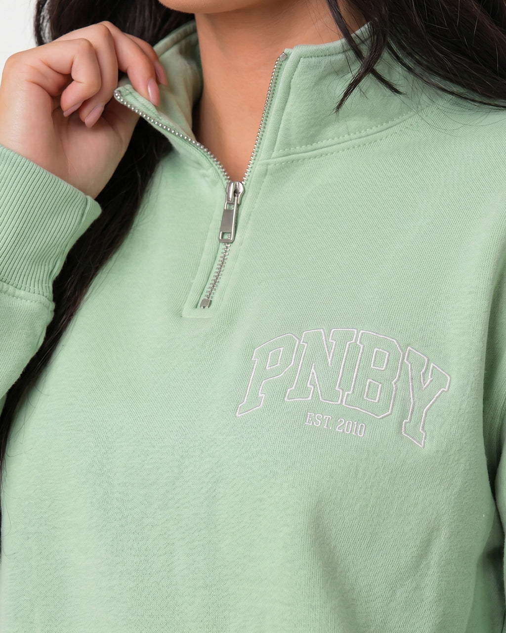 Soft Matcha Funnel Neck 1/4 Zip Sweat