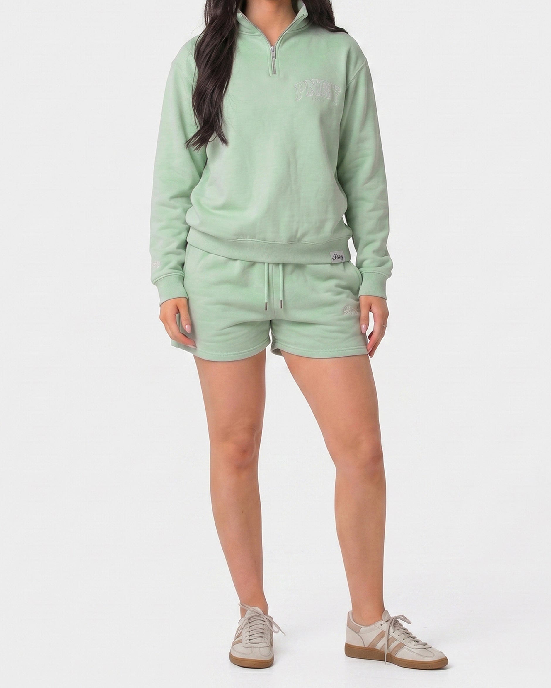 Soft Matcha Funnel Neck 1/4 Zip Sweat